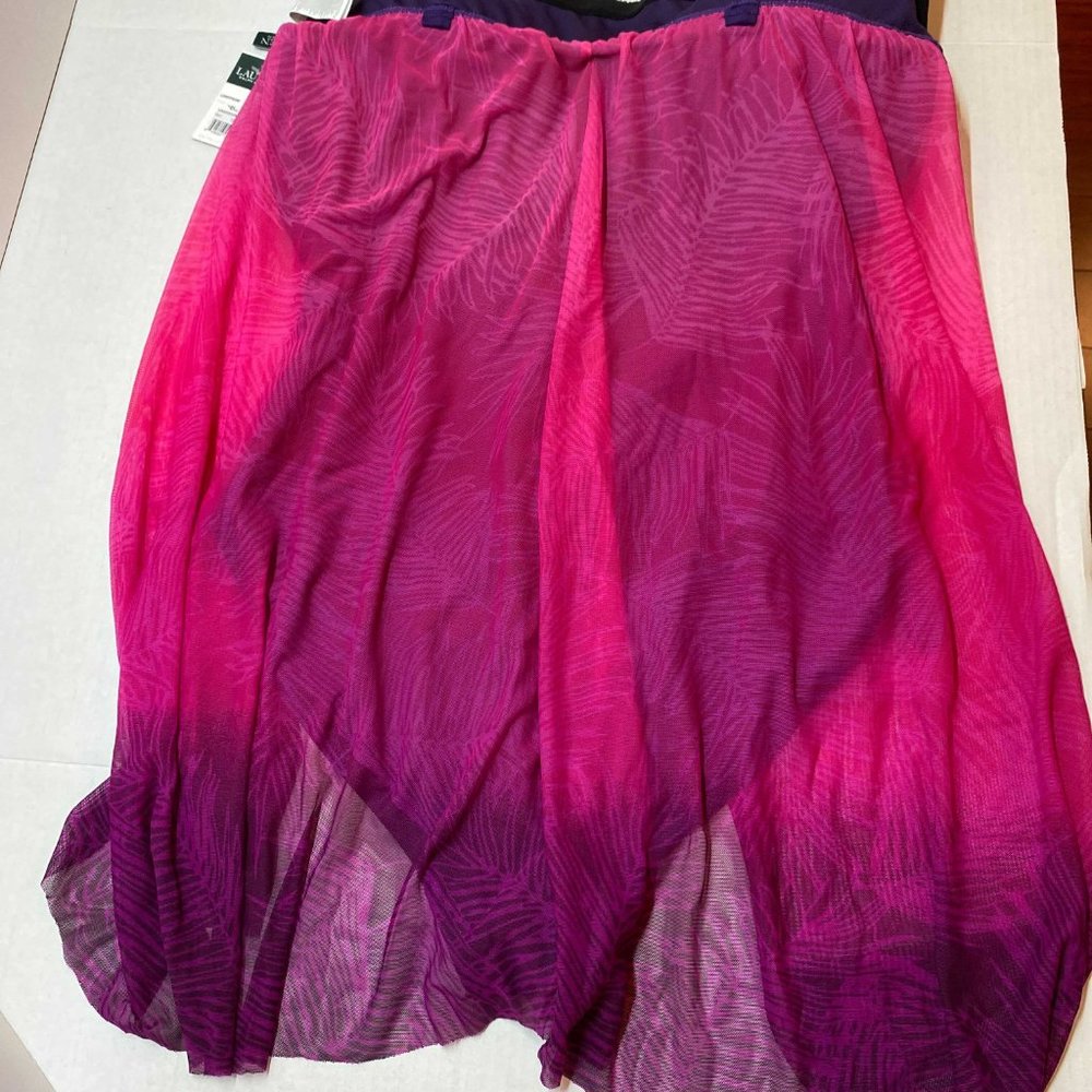 NWT Lauren Ralph Lauren Ombre Palm Pink One Piece Swimsuit - Picture 3 of 4